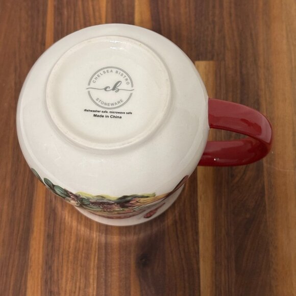 Chelsea Bistro 16oz Mug Mushrooms & Butterflies Red Handle Nature Cottagecore - Picture 9 of 11